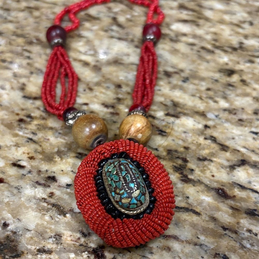 Elegant Red Beaded Necklace
